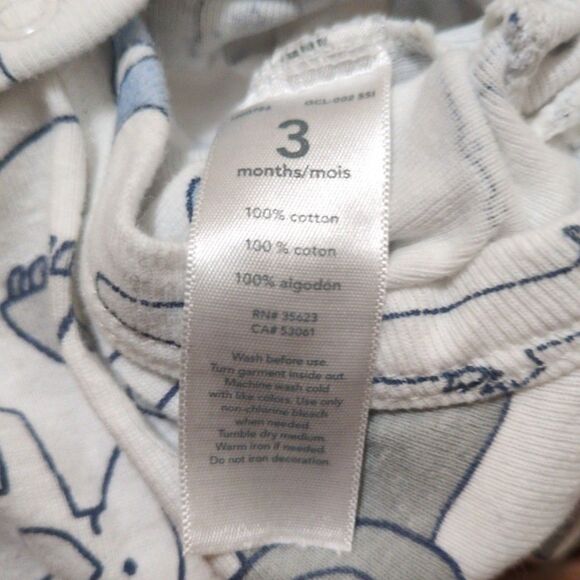 3M Carters Baby Side Snap Kimono Onesie Bodysuit Long Sleeve Cotton Blue Gray - Picture 4 of 5